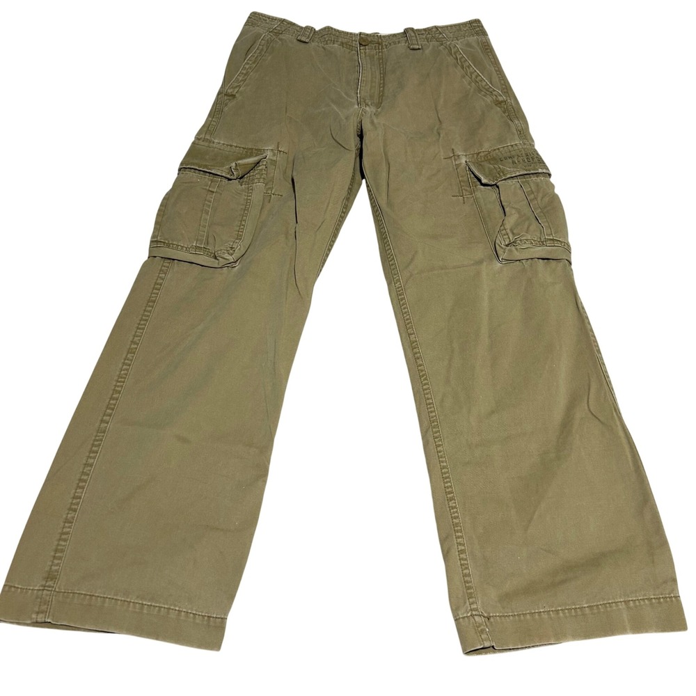 VTG Y2K Aeropostale Cargo Pants Mens 33 34 Khaki Tan Loose Wide Leg Cotton A87